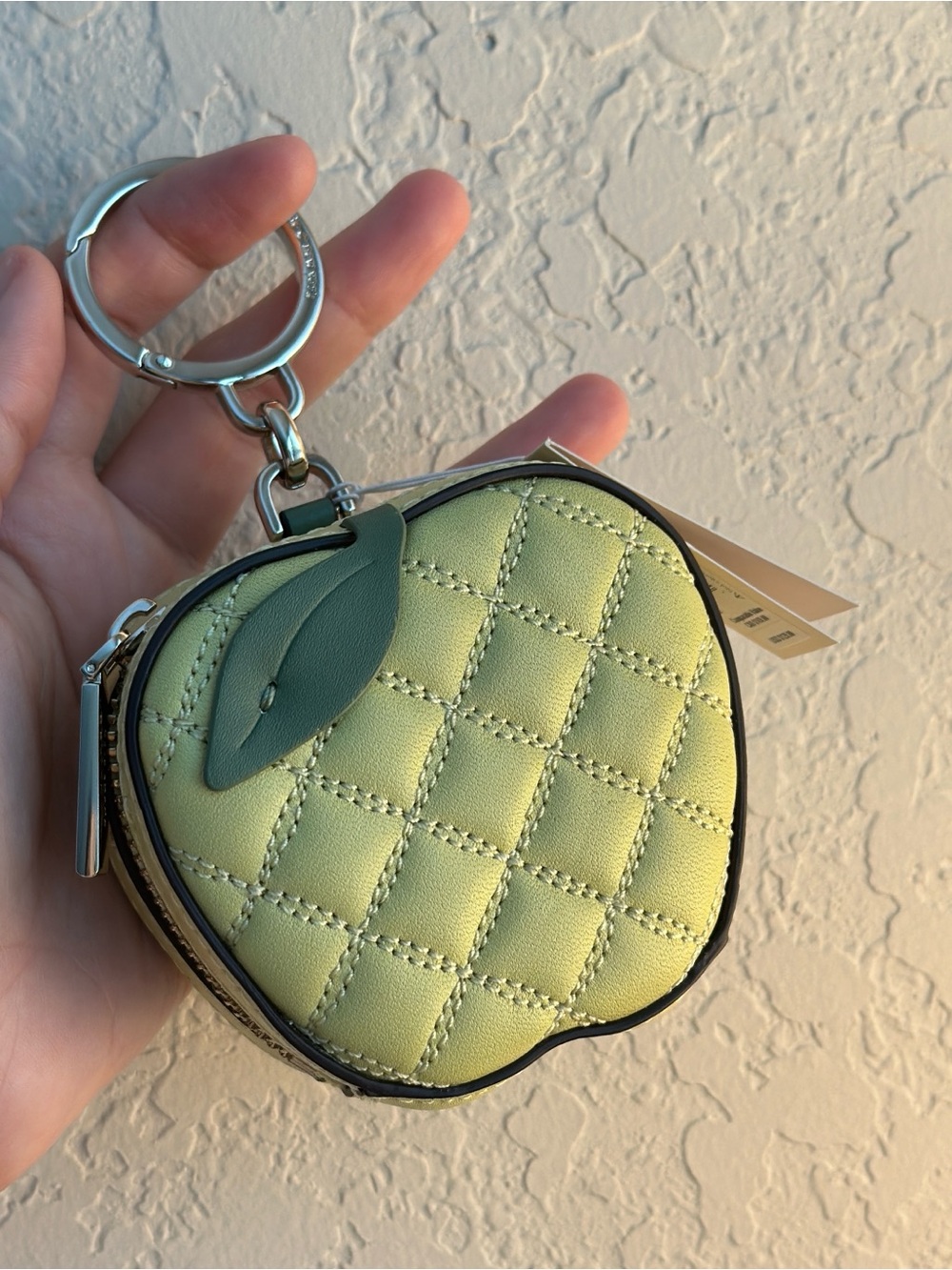 Kate Spade Quilted Green Apple Keychain Coin Purse - Picture 2 of 10
